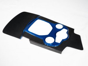 Alfa Romeo Giulia Center Console Trim - Carbon Fiber - Center Tunnel Trim - Blue Candy Details - Pre '20 Models